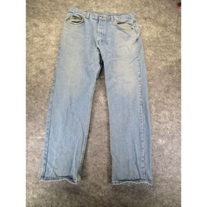 Wrangler jeans Men's 36 x 32 Blue Relaxed Fit Denim comfort patina Dad jeans